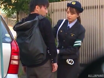 Seductive Cop Akiho Yoshizawa Succumbs To Hot Car Sex Fantasies