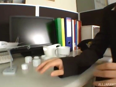 Seductive Office Secretary Pleasures Her Pussy Discreetly at Work Desk