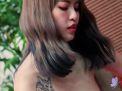 A Chinese girl Bad Bad fucks with a fat guy.