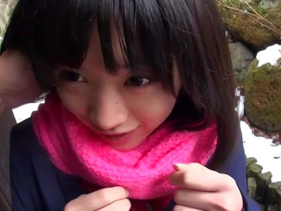 Amateur girl with tiny tits Yuna Kimino sucks and licks cock
