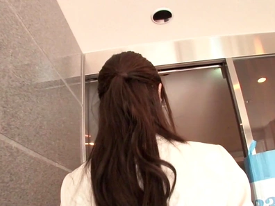 Skinny long-haired chick Shizuku Memori rides cock gets cum on face