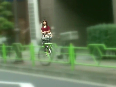 Red dressed volyball Japaneses girl is giving a blowjob in public place