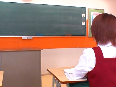 Sweet schoolgirl in glasses Mayu Nozomi fucks with her male teacher