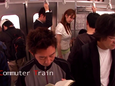 Hot Japanese girl is giving handjob on the subway
