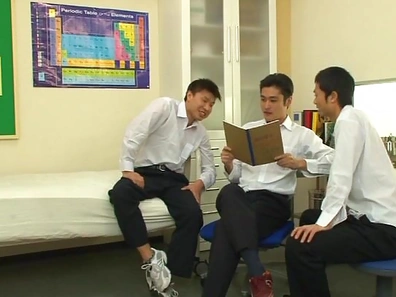 Cute schoolgirl banged in hot threesome