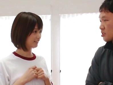 Shameless Japanese schoolgirl Nanami Kawakami has sex with two guys