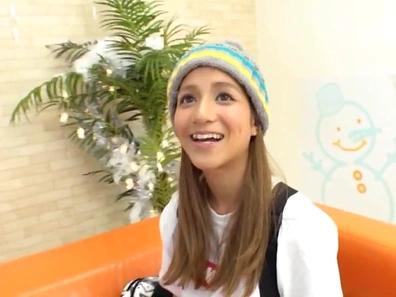 Skinny Japanese girl takes off her warm clothes to get banged