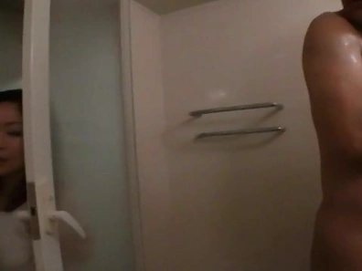 Sneaky busty mature gives a quick blowjob in her bra