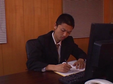 Office babe Hitomi with huge tits gets fucked from behind