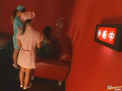 Aki Mizuhara and Misaki Asou Naughty Japanese nurses have big boobs